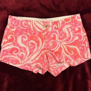 Lilly Pulitzer Walsh Pink White Shorts 0